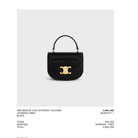 Celine Mini Besace Clea in Patent Calfskin Black - Picture 8 of 9